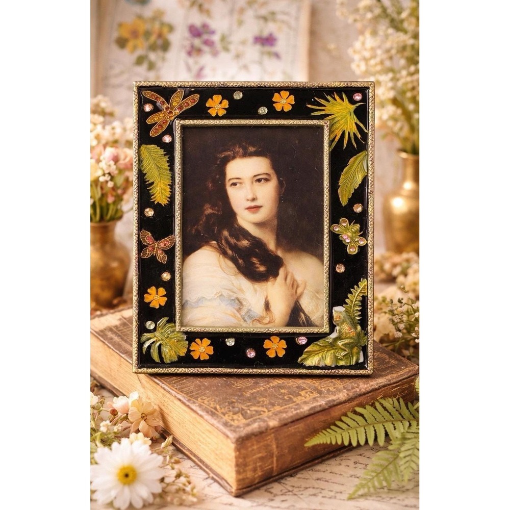 Collectives Enamel Picture Frame Botanical Frog Dragonfly‎ Rhinestone 4x